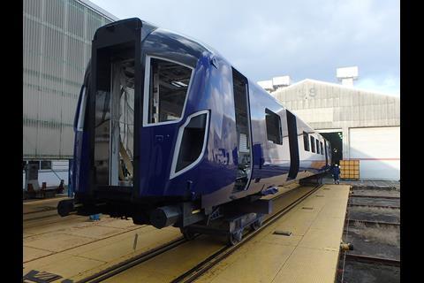 Class 385 EMU ordered by Abellio for the ScotRail franchise under construction at Hitachi’s Kasado factory.